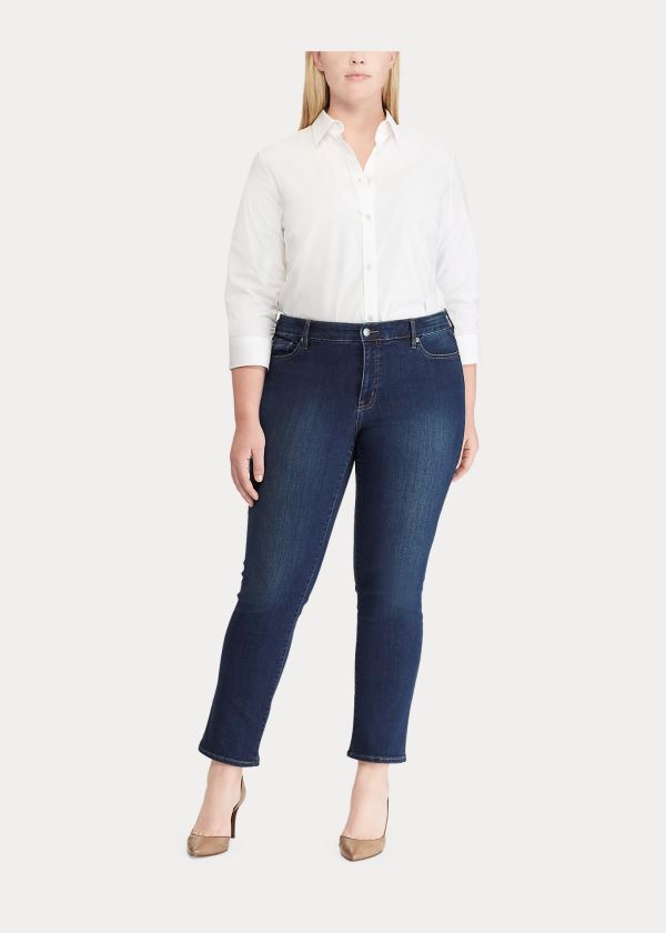 Calças De Ganga Ralph Lauren Premier Straight Curvy Mulher 69173-FBPJ